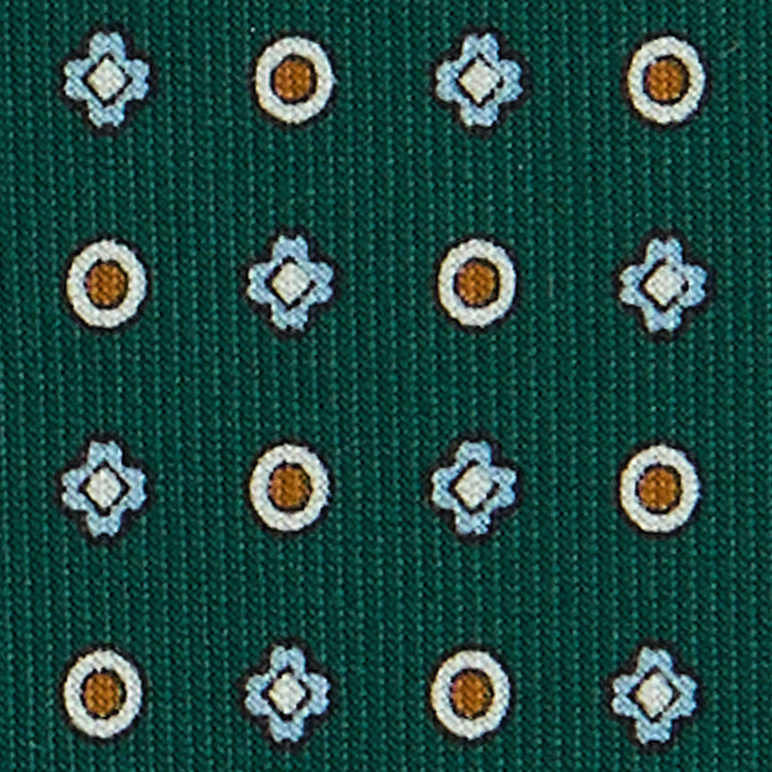 CRAVATTA EXTRA LONG IN SETA STAMPATA VERDE SCURO