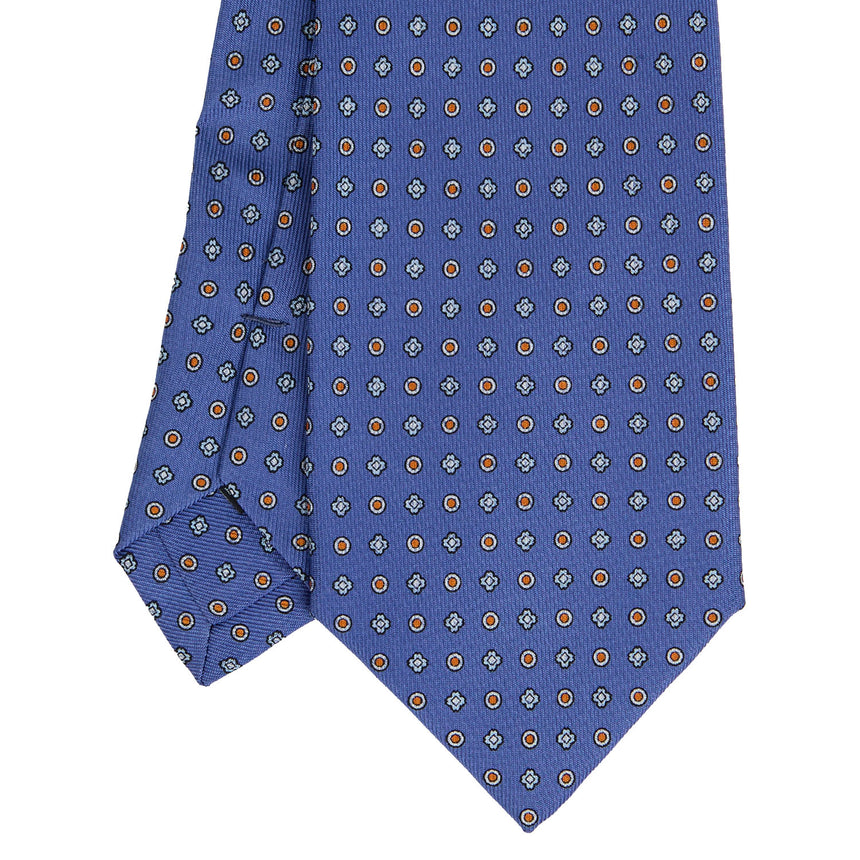 CRAVATTA EXTRA LONG IN SETA STAMPATA AZZURRO POLVERE