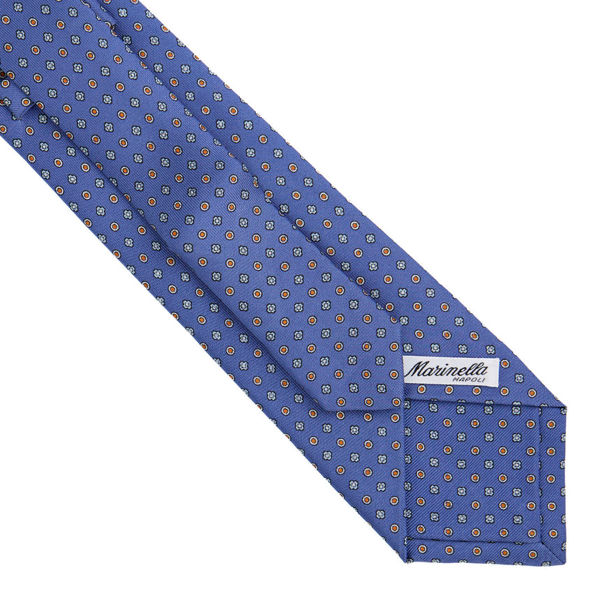 CRAVATTA EXTRA LONG IN SETA STAMPATA AZZURRO POLVERE