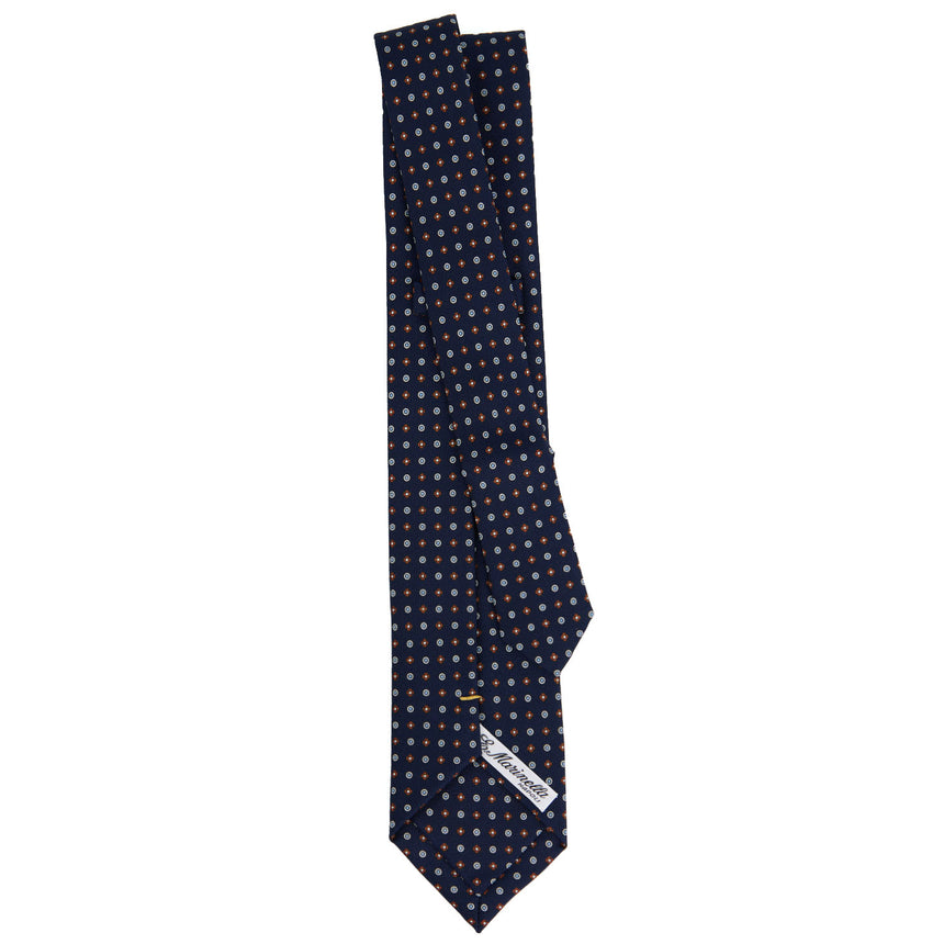 BLUE EXTRA LONG PRINTED SILK TIE
