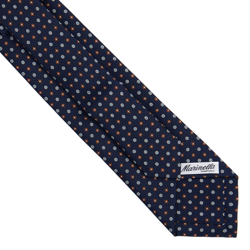 BLUE EXTRA LONG PRINTED SILK TIE
