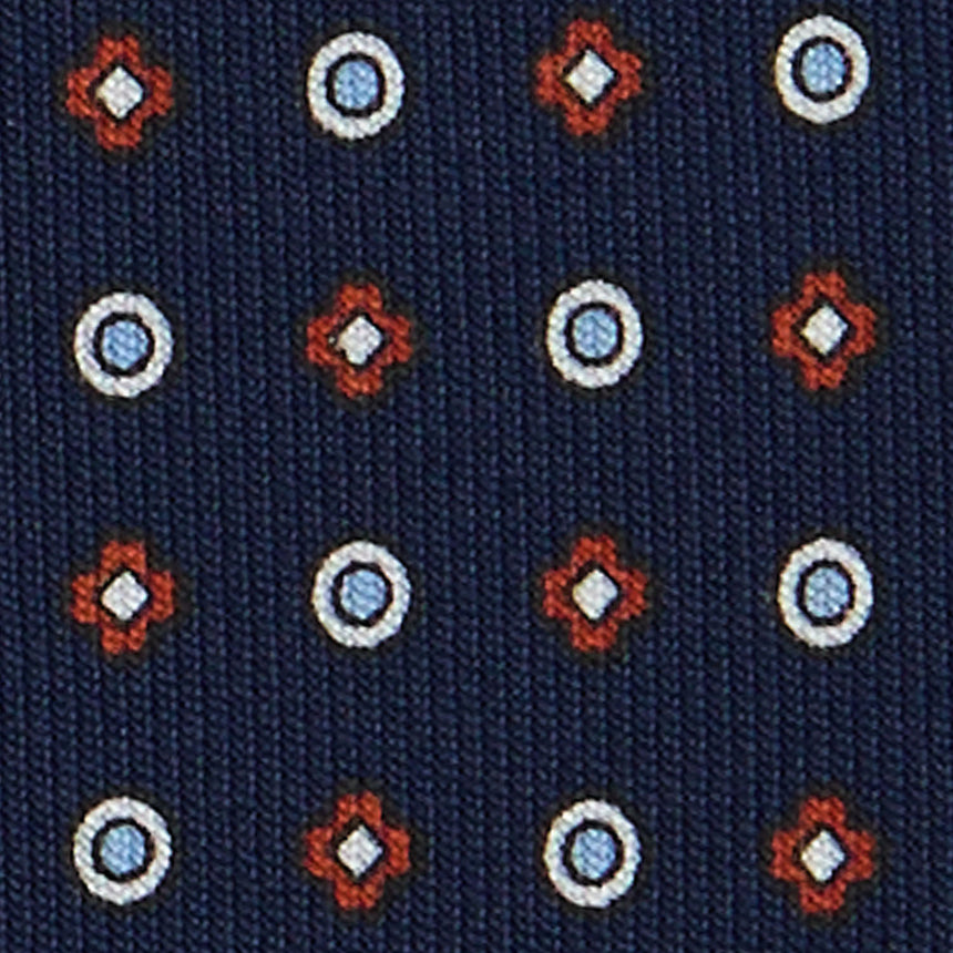 BLUE EXTRA LONG PRINTED SILK TIE