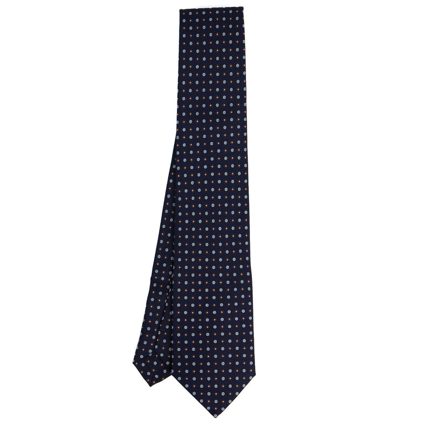 CRAVATTA EXTRA LONG IN SETA STAMPATA BLU SCURO