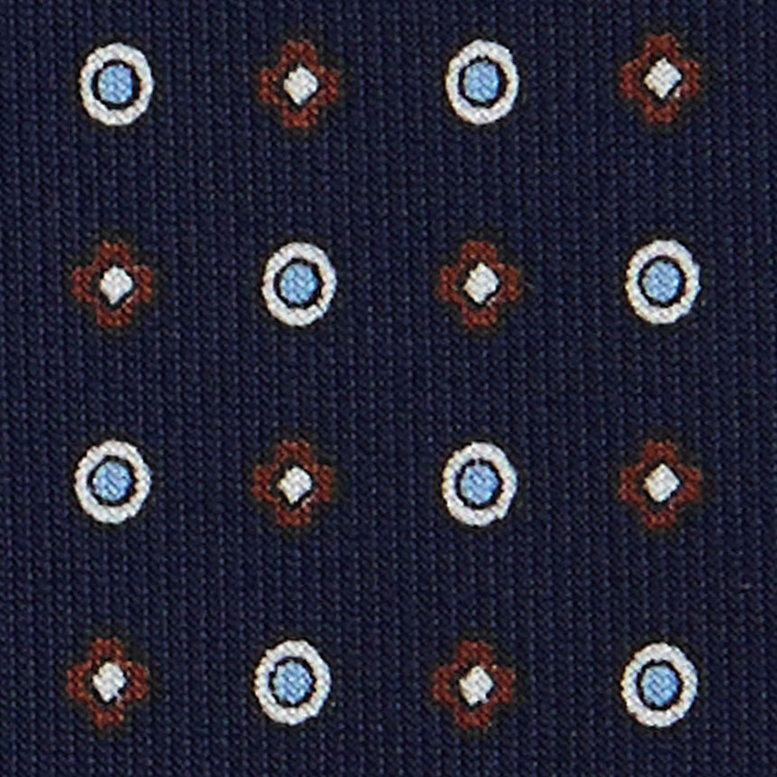 CRAVATTA EXTRA LONG IN SETA STAMPATA BLU SCURO