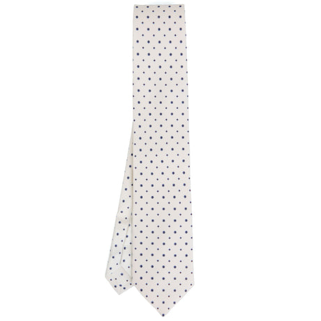 WHITE EXTRA LONG PRINTED SILK TIE