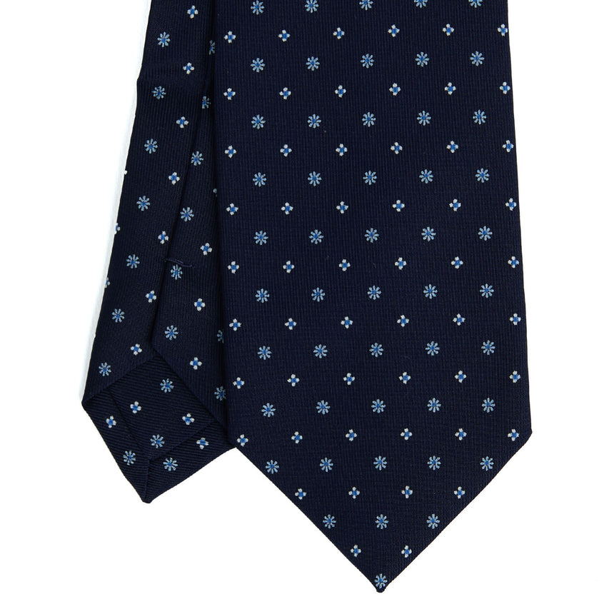 DARK BLUE EXTRA LONG PRINTED SILK TIE
