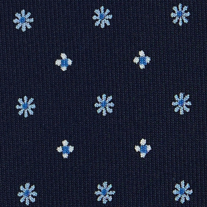 DARK BLUE EXTRA LONG PRINTED SILK TIE