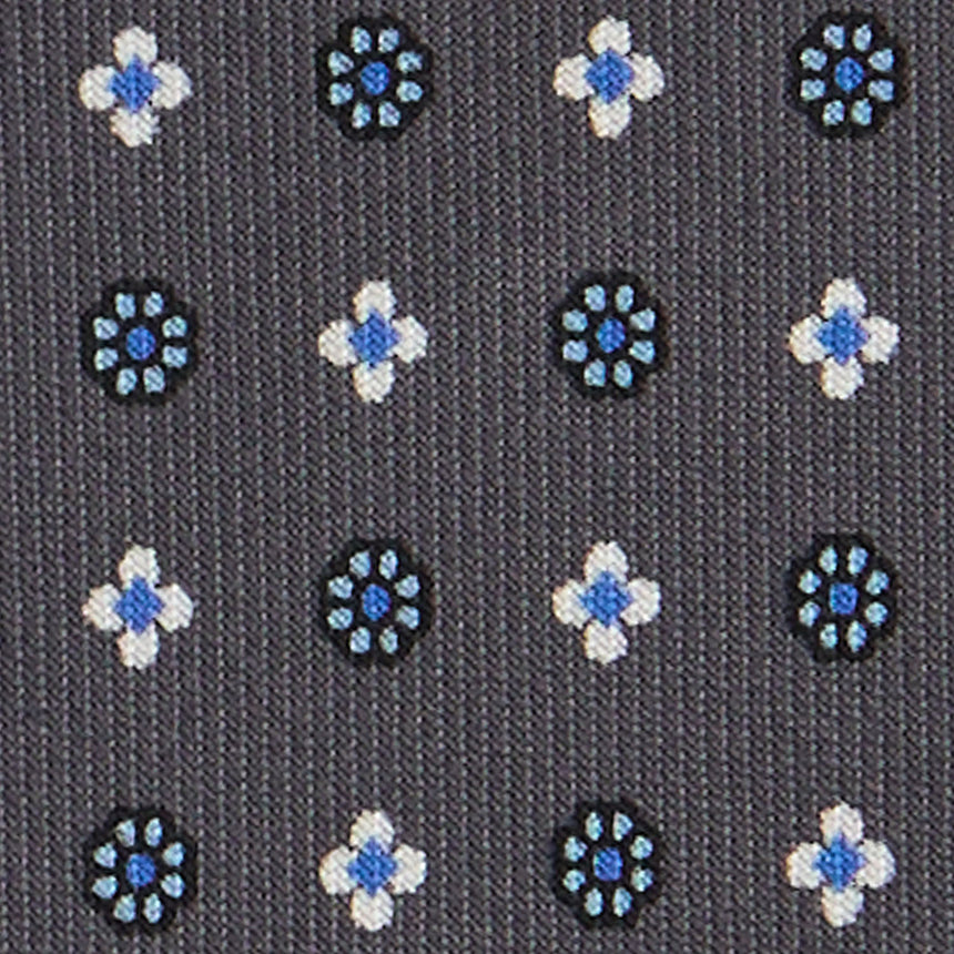 CRAVATTA EXTRA LONG IN SETA STAMPATA GRIGIO SCURO
