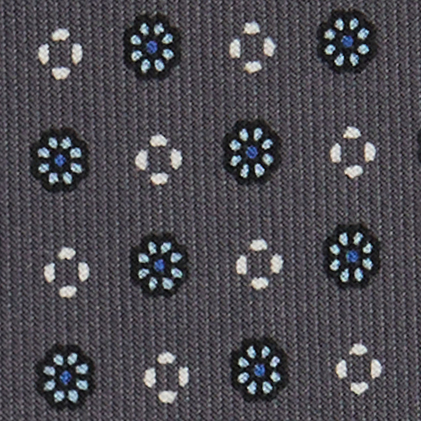 DARK GREY EXTRA LONG PRINTED SILK TIE