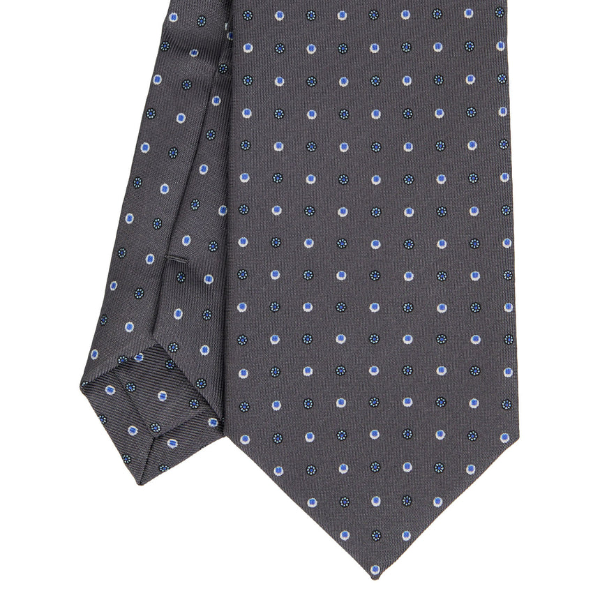 DARK GREY EXTRA LONG PRINTED SILK TIE