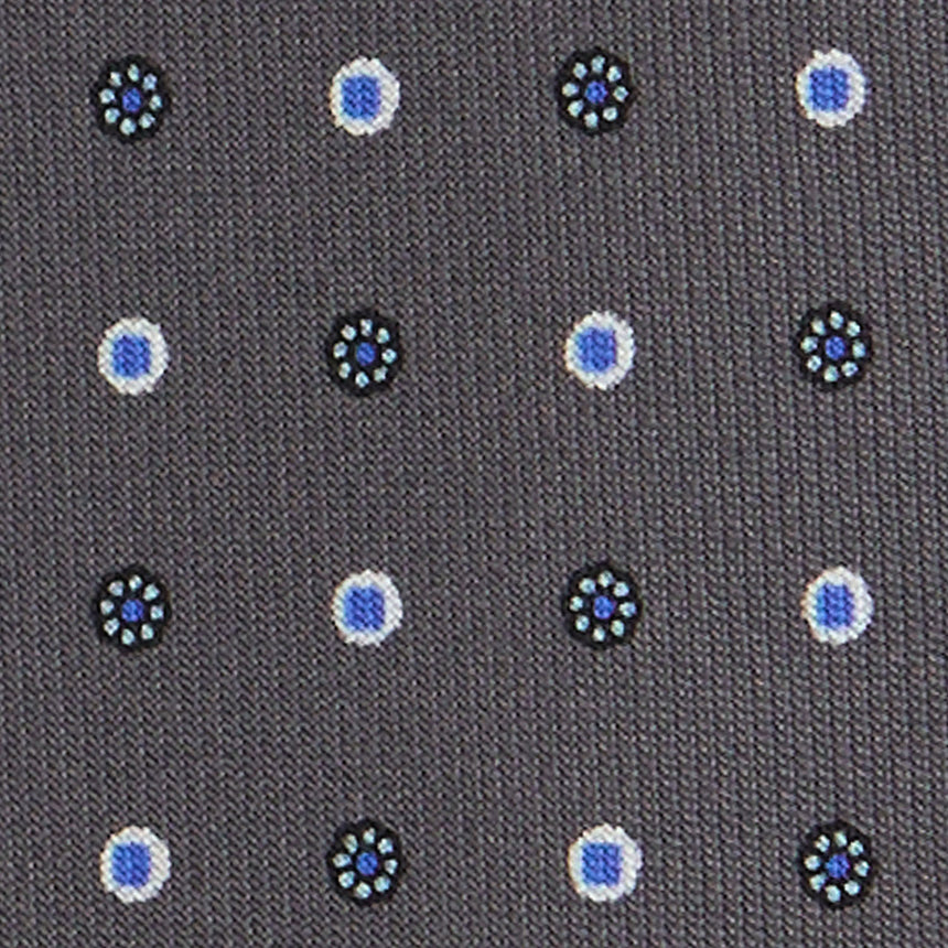 DARK GREY EXTRA LONG PRINTED SILK TIE