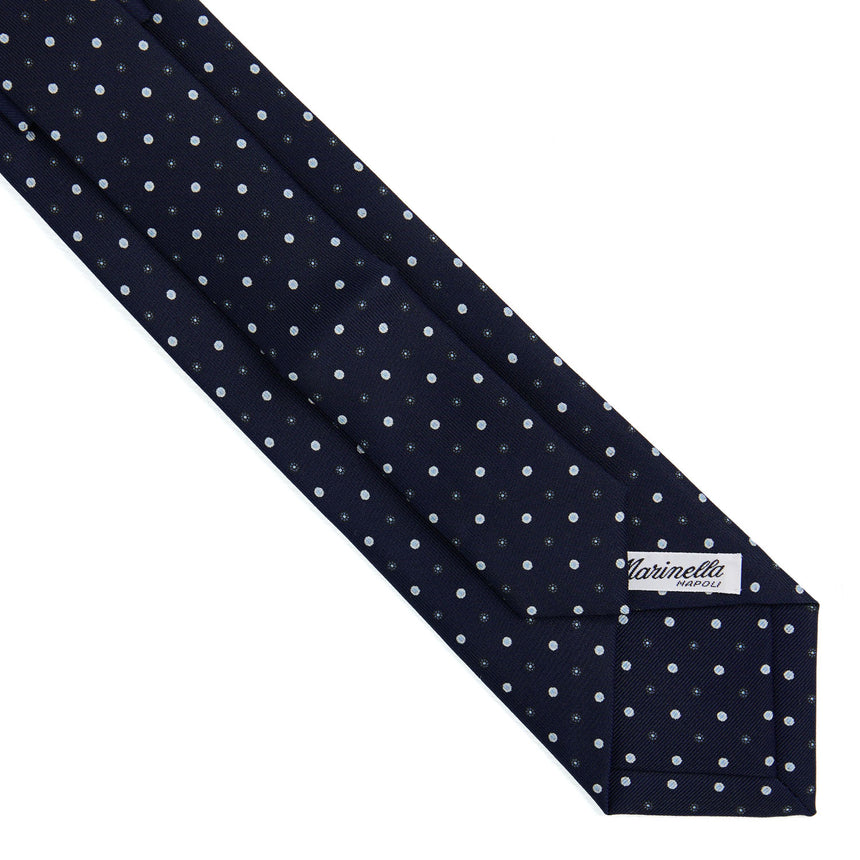 CRAVATTA EXTRA LONG IN SETA STAMPATA BLU SCURO