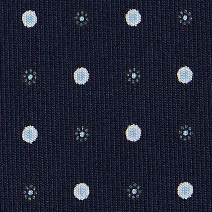 CRAVATTA EXTRA LONG IN SETA STAMPATA BLU SCURO
