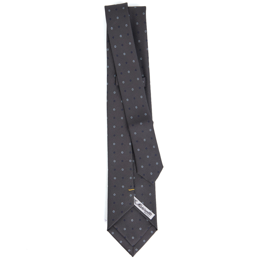 CRAVATTA EXTRA LONG IN SETA STAMPATA GRIGIO SCURO