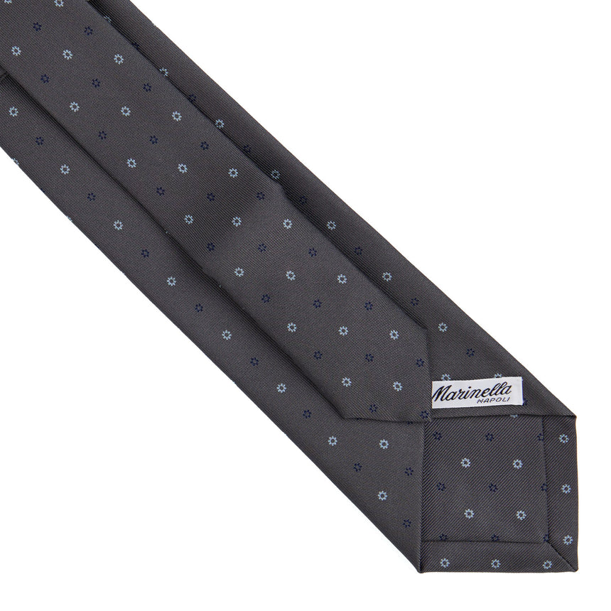 CRAVATTA EXTRA LONG IN SETA STAMPATA GRIGIO SCURO