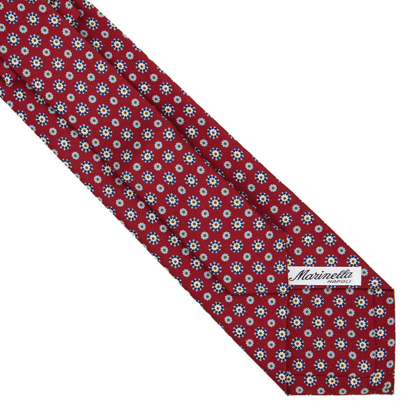 CRAVATTA EXTRA LONG IN SETA STAMPATA BORDEAUX