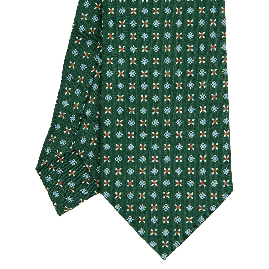 DARK GREEN EXTRA LONG PRINTED SILK TIE