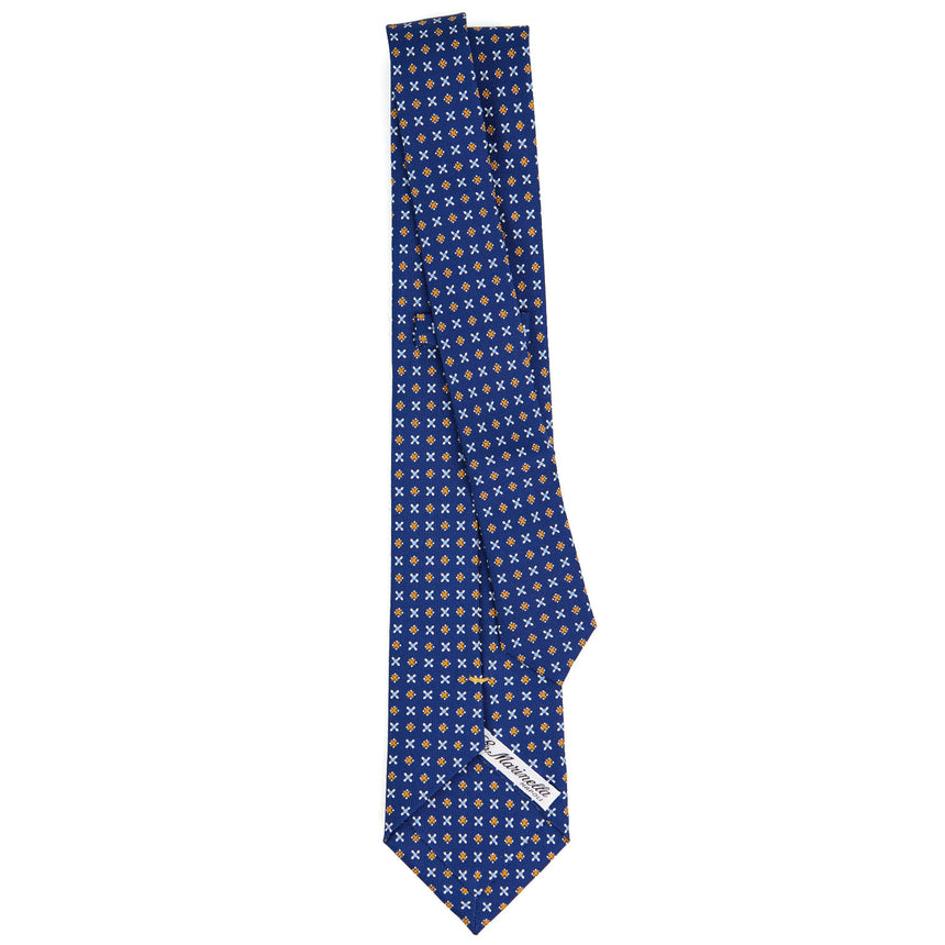 BLUE EXTRA LONG PRINTED SILK TIE