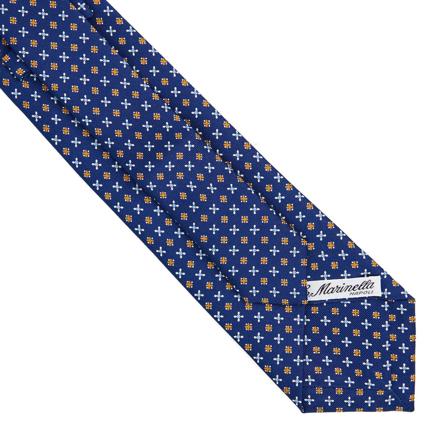 BLUE EXTRA LONG PRINTED SILK TIE