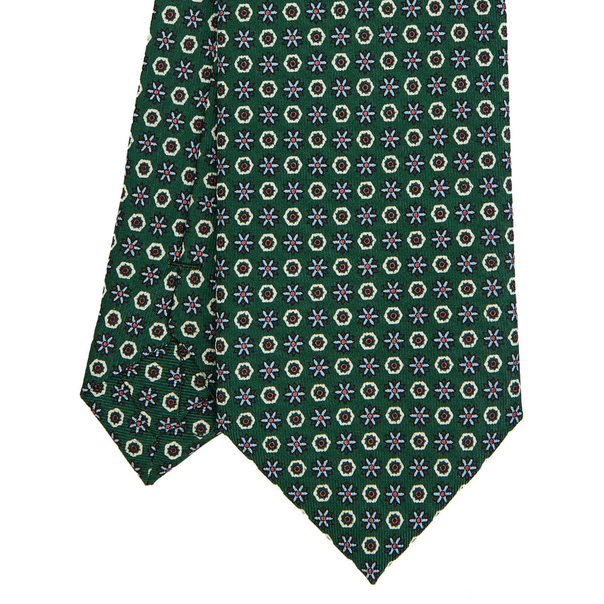 DARK GREEN EXTRA LONG PRINTED SILK TIE