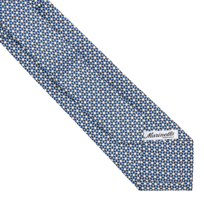 LIGHT BLUE EXTRA LONG PRINTED SILK TIE