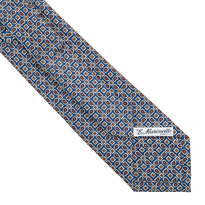 CRAVATTA EXTRA LONG IN SETA STAMPATA BLU