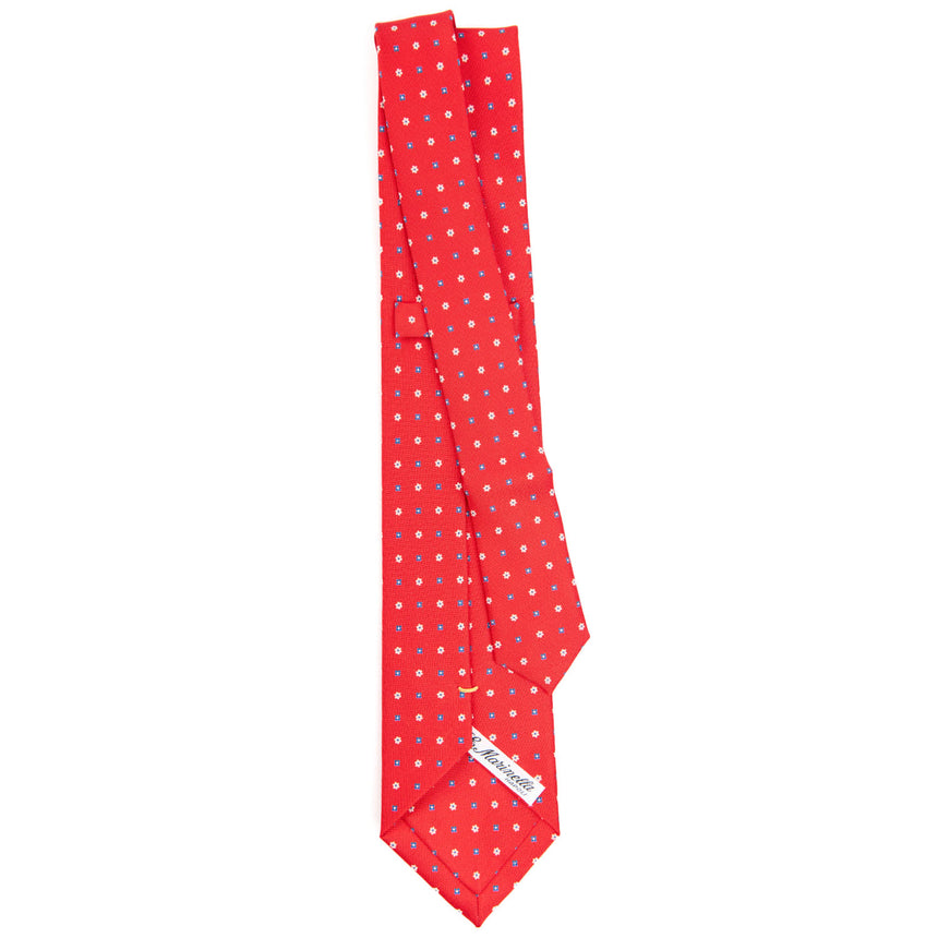 RED EXTRA LONG PRINTED SILK TIE
