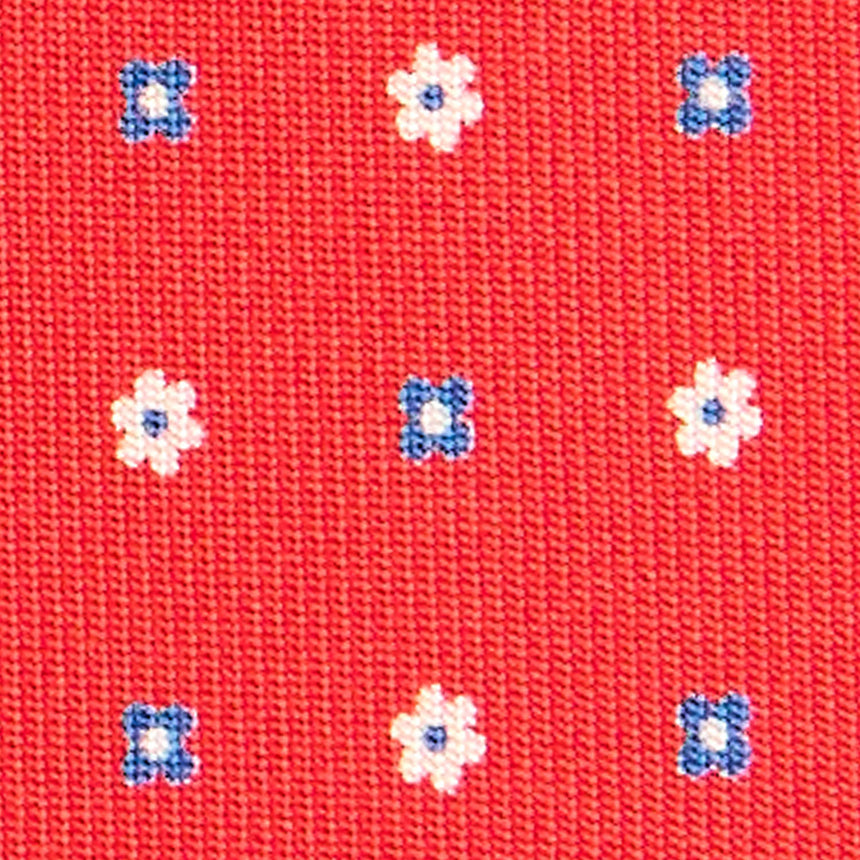 RED EXTRA LONG PRINTED SILK TIE