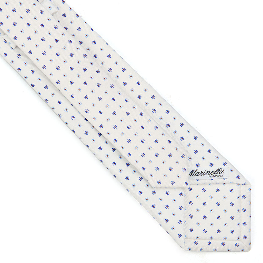 CRAVATTA EXTRA LONG IN SETA STAMPATA BIANCA