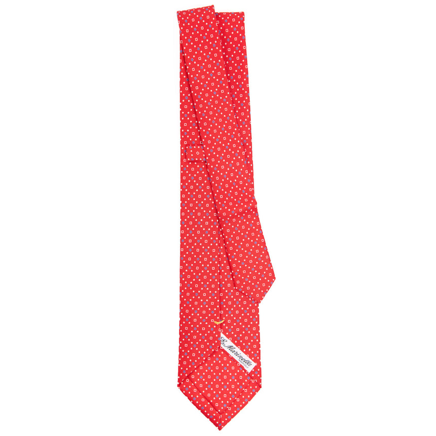 RED EXTRA LONG PRINTED SILK TIE