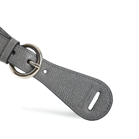 DARK GREY LEATHER SCARF-BUCKLE