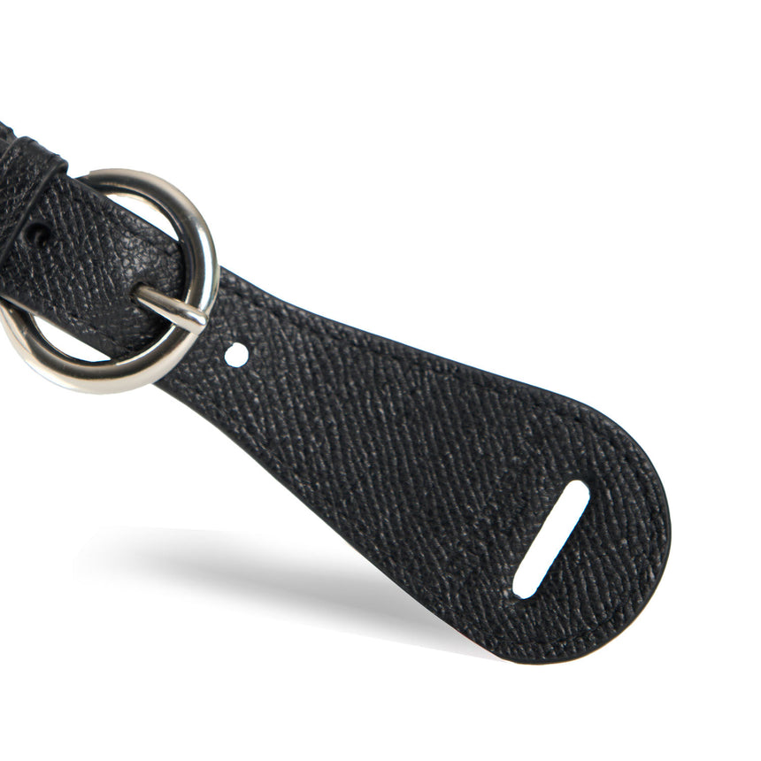 BLACK LEATHER SCARF-BUCKLE