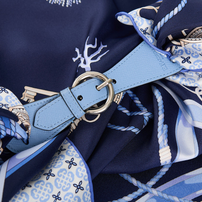 LIGHT BLUE LEATHER SCARF-BUCKLE