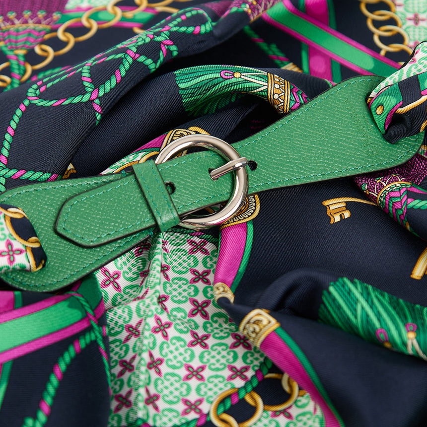 GREEN LEATHER SCARF-BUCKLE