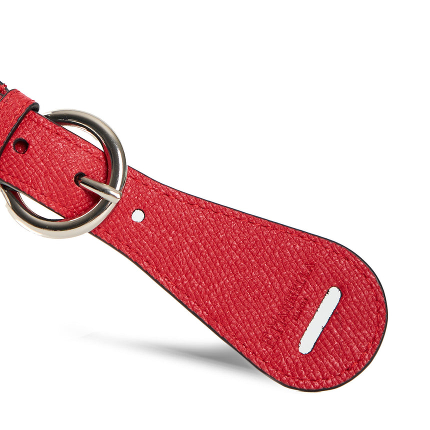 RED LEATHER SCARF-BUCKLE