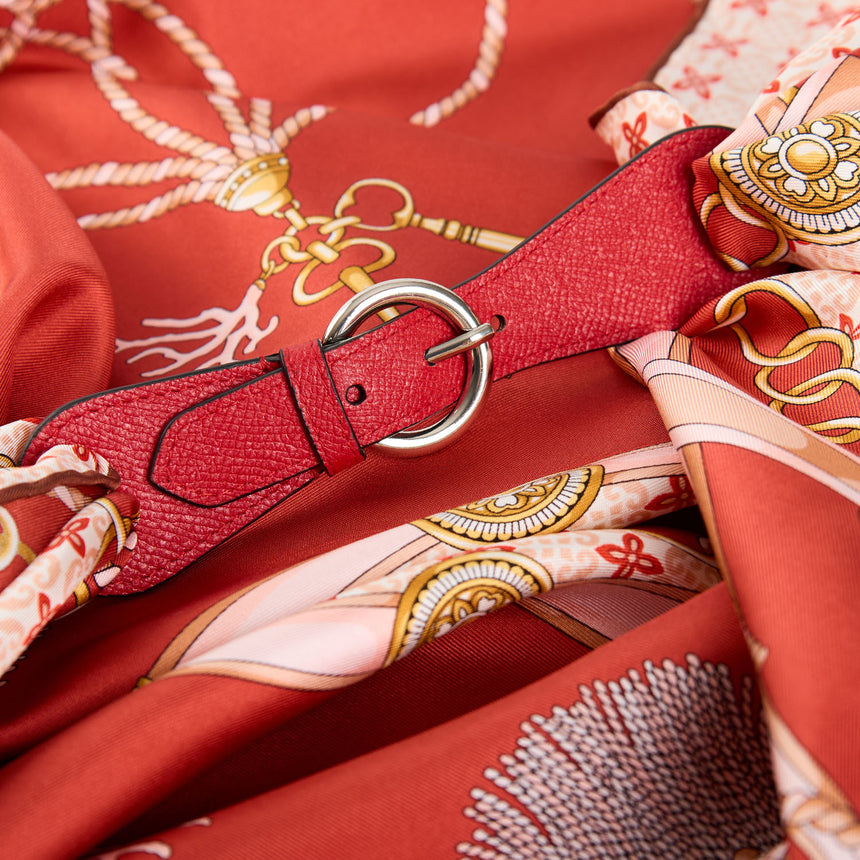 RED LEATHER SCARF-BUCKLE