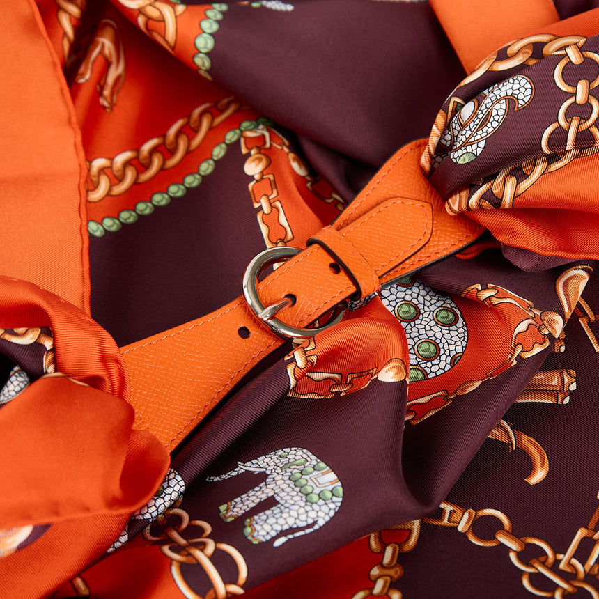 ORANGE LEATHER SCARF-BUCKLE
