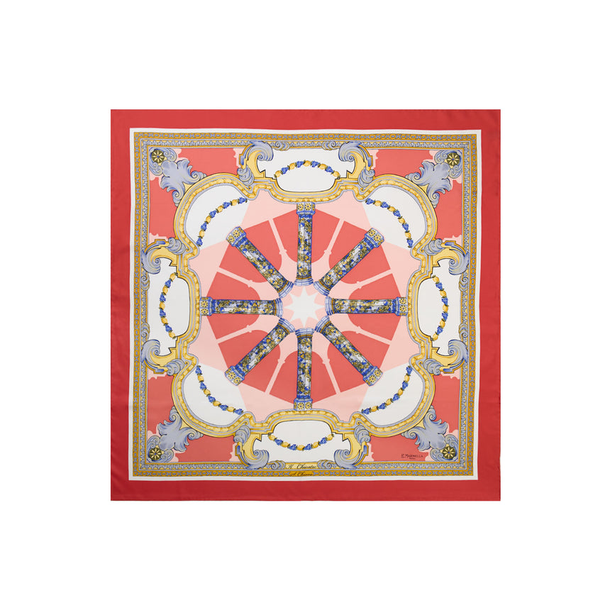 RED PRINTED SILK SCARF 90