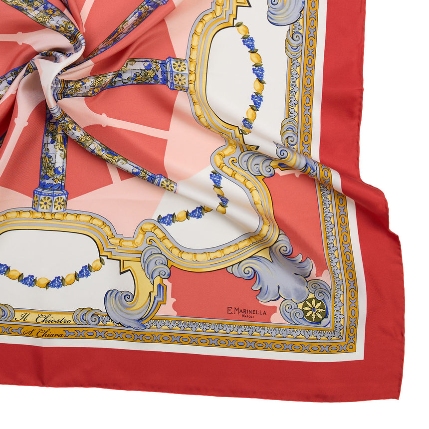 RED PRINTED SILK SCARF 90