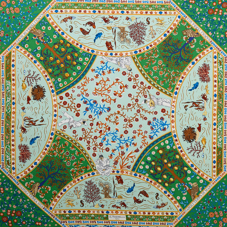 GREEN PRINTED SILK SCARF 90