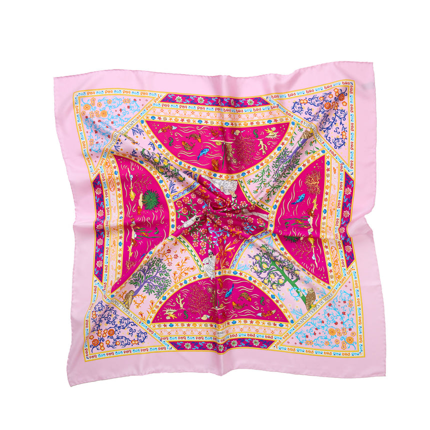 PINK PRINTED SILK SCARF 90