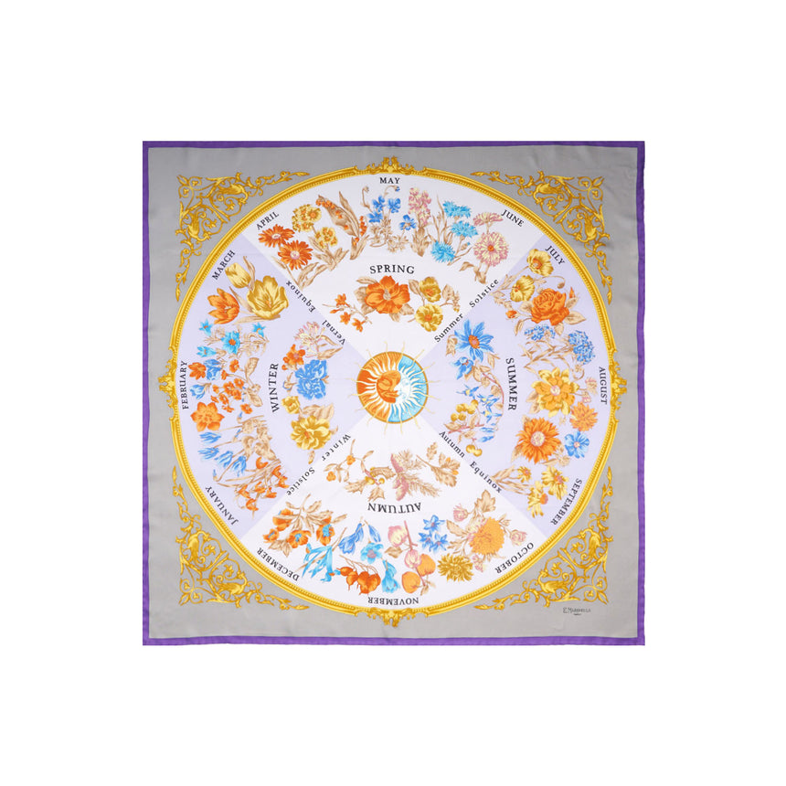 FOULARD IN SETA 90 VIOLA E TORTORA