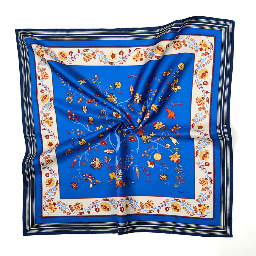 FOULARD IN SETA 90 BLU