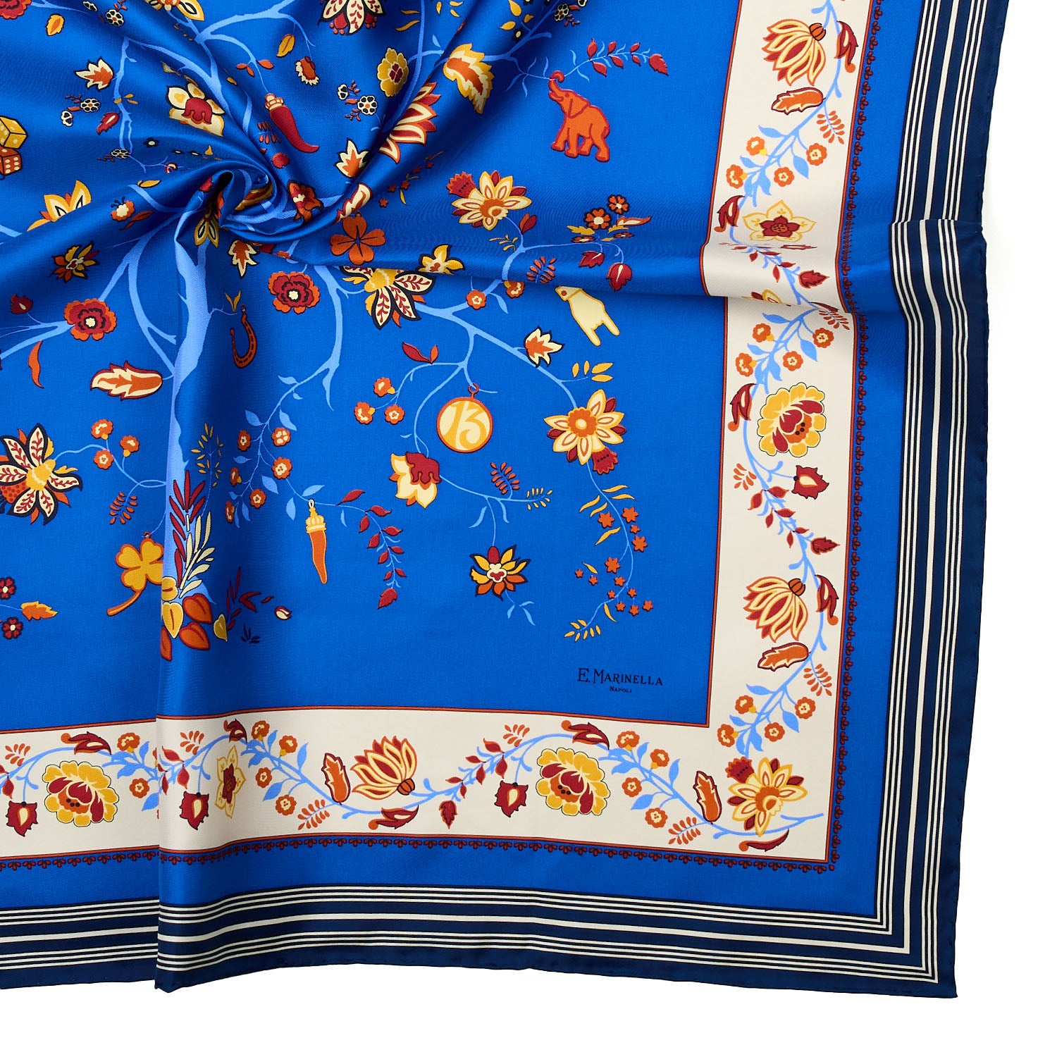 Blue Silk Scarf 90 - The Tree Of Life – E.Marinella