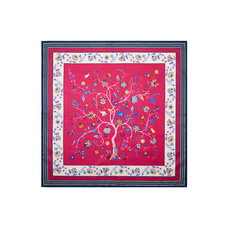 Foulard Carré E. MARINELLA En Soie 100% - Dimensions 89x89 Cm - Rouge Vintage - Occasion