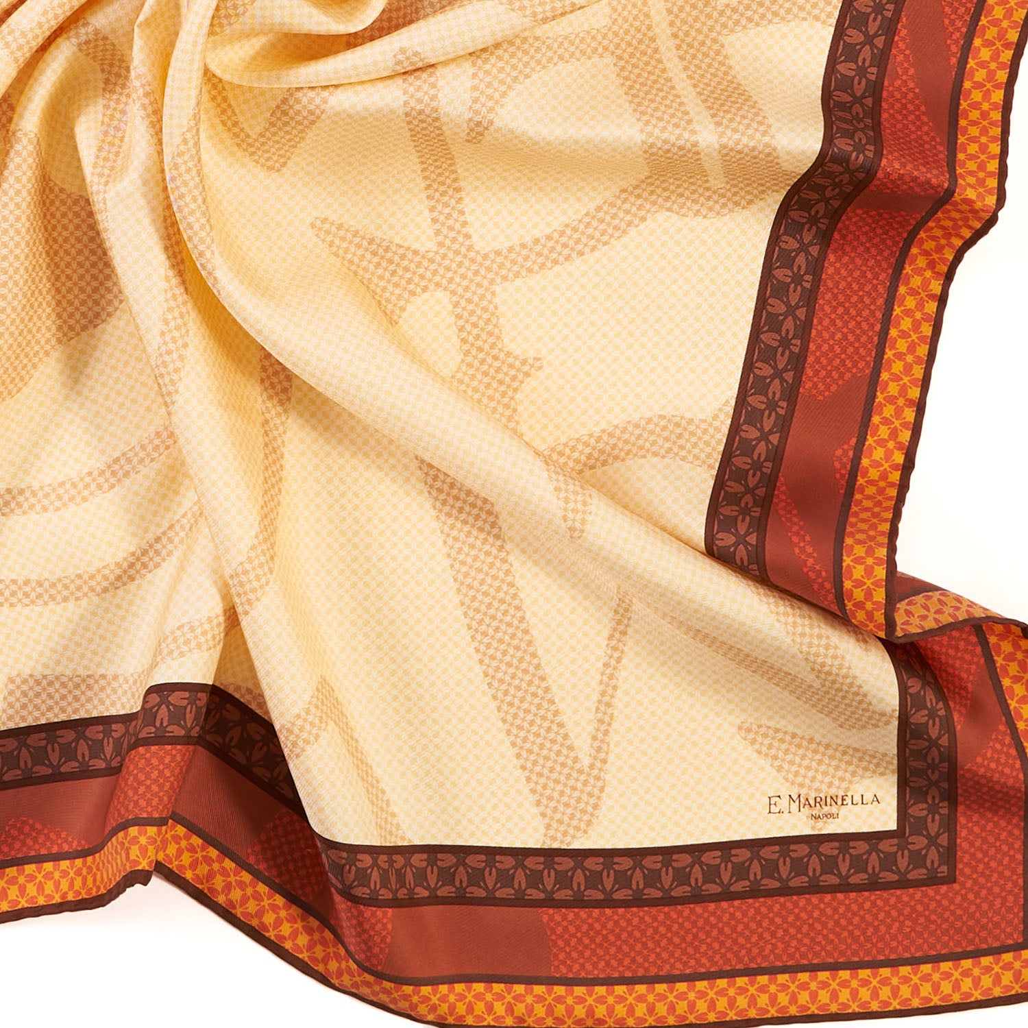 Light Brown Silk Scarf 90 - Archivio Ispiration 1961 – E.Marinella