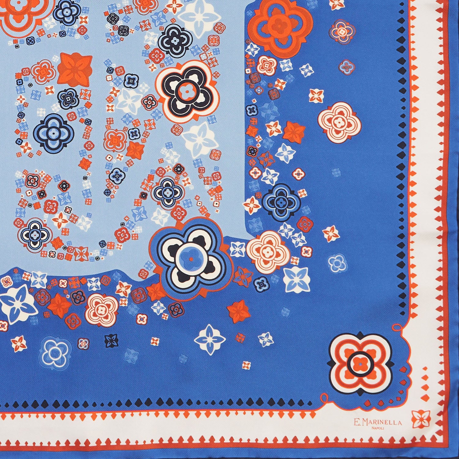 Blue Silk Scarf 90 - World Of Archivio Flowers 1961 – E.Marinella