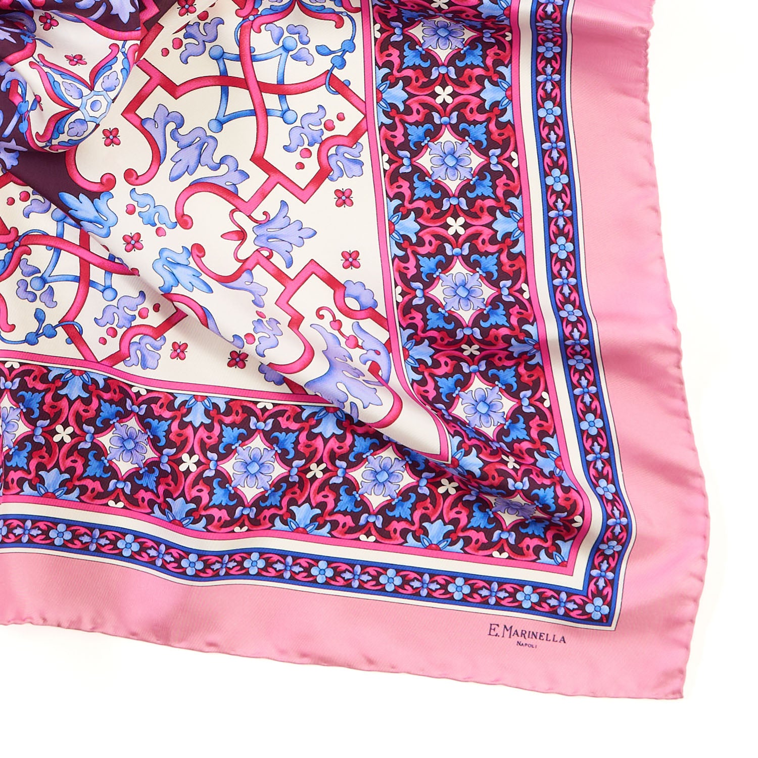 Pink Silk Scarf 90 - Mediterranean Majolica – E.Marinella