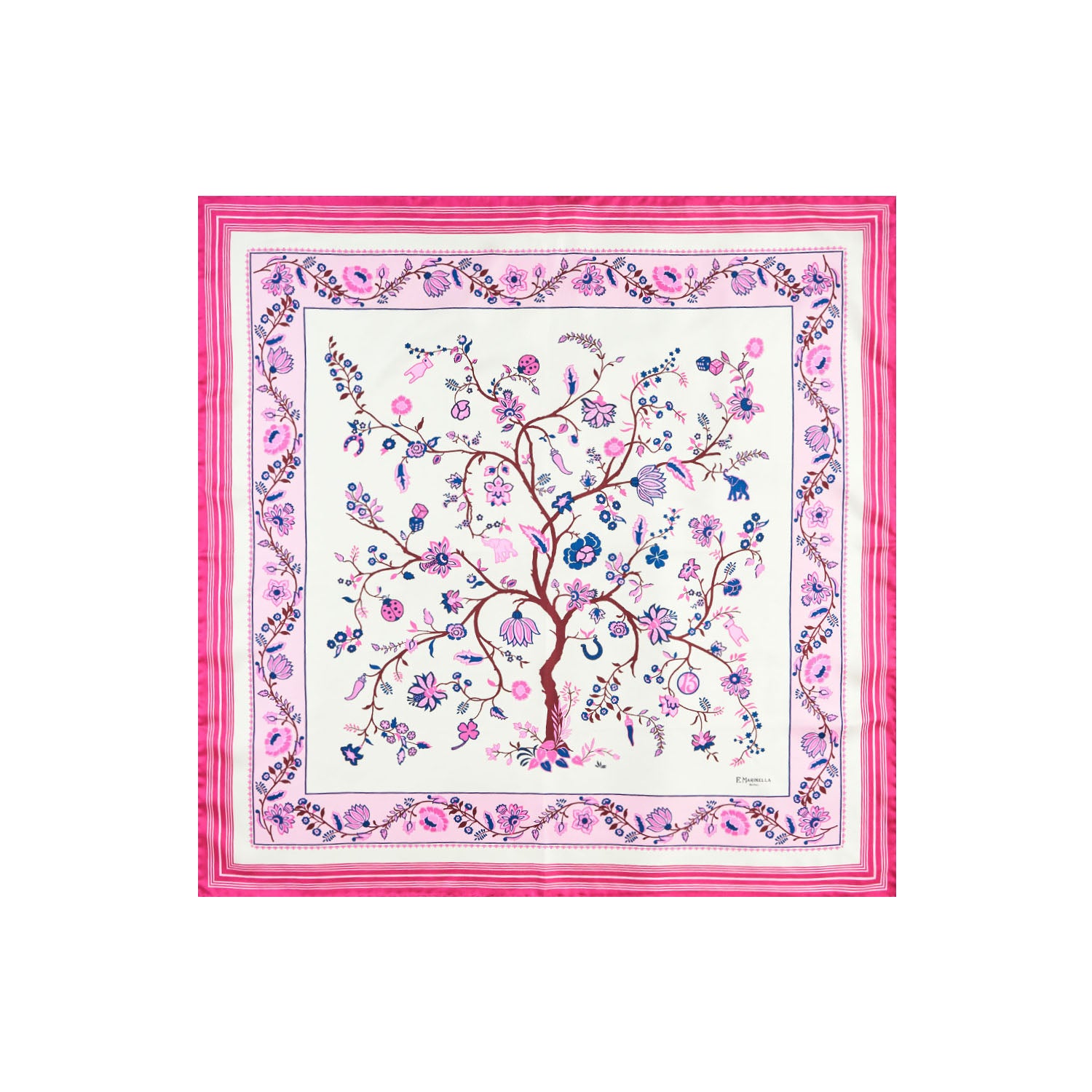 Fucsia Silk Scarf 90 - The Tree Of Life – E.Marinella
