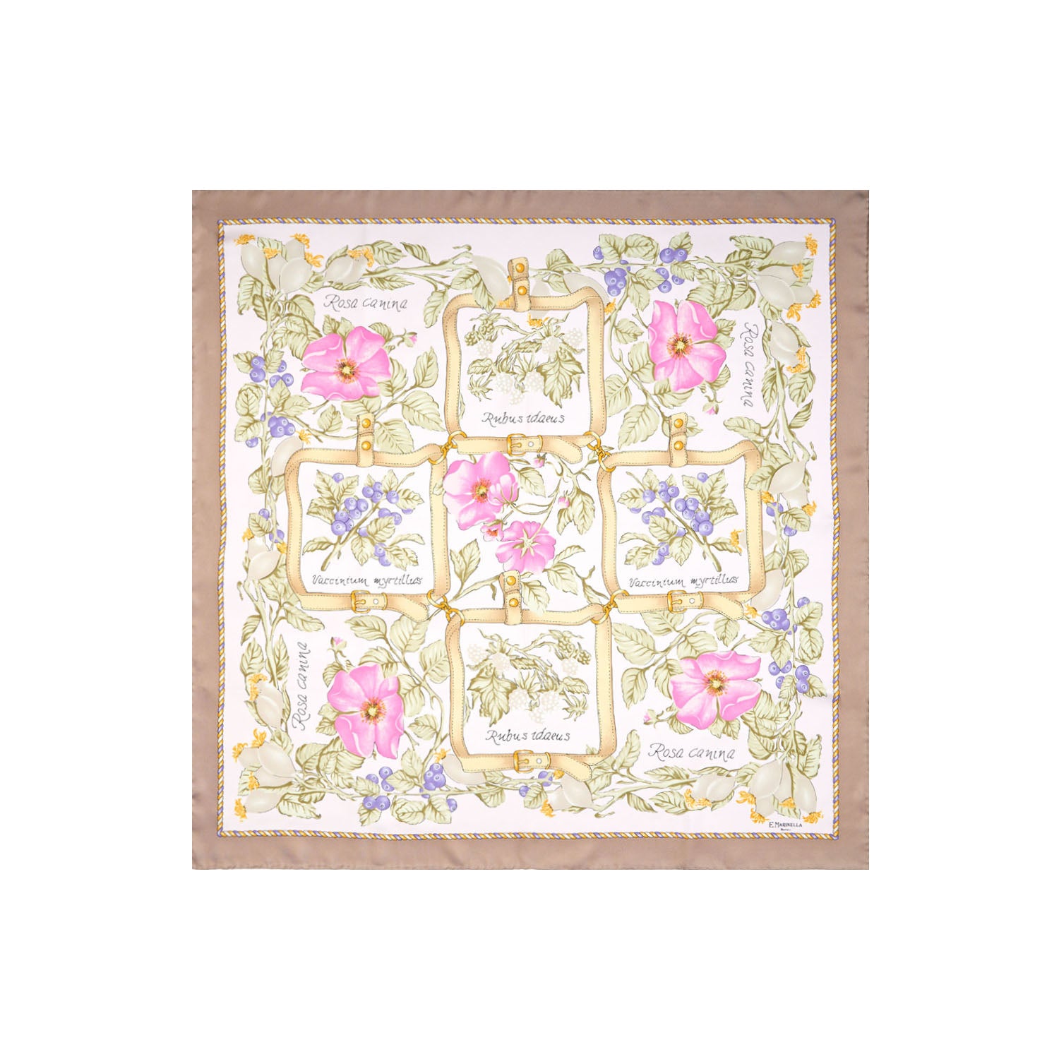 Beige Silk Scarf 90 - The Dog Rose – E.Marinella